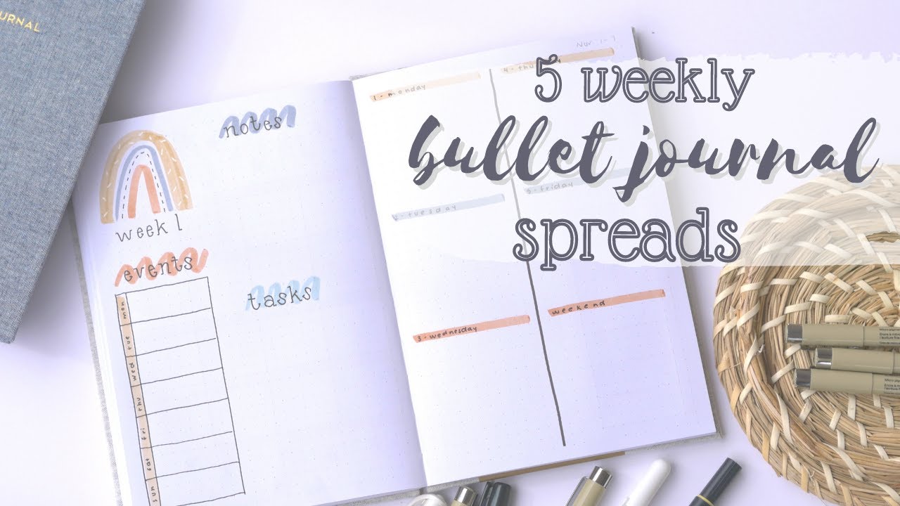 5 WEEKLY BULLET JOURNAL SPREAD IDEAS | Five Different Weekly Bullet Journal Layouts | Weekly bujo