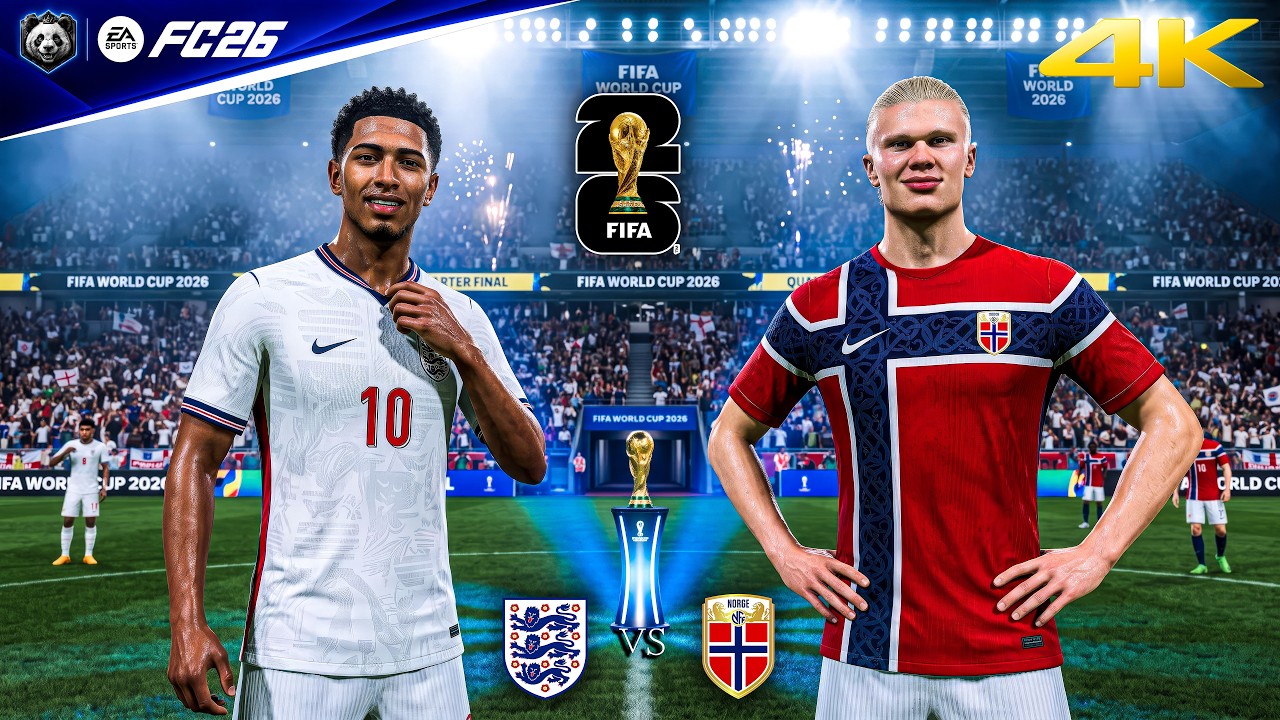 FC 26 &mdash; Англия против Норвегии &mdash; Четвертьфинал Чемпионата мира по футболу FIFA 2026, полный матч ...