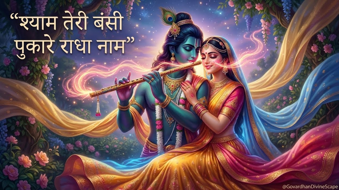 श्याम तेरी बंसी पुकारे राधा नाम | Shyam Rang | Top Radha Krishna Bhajan 2025| Govardhan Divine Scape