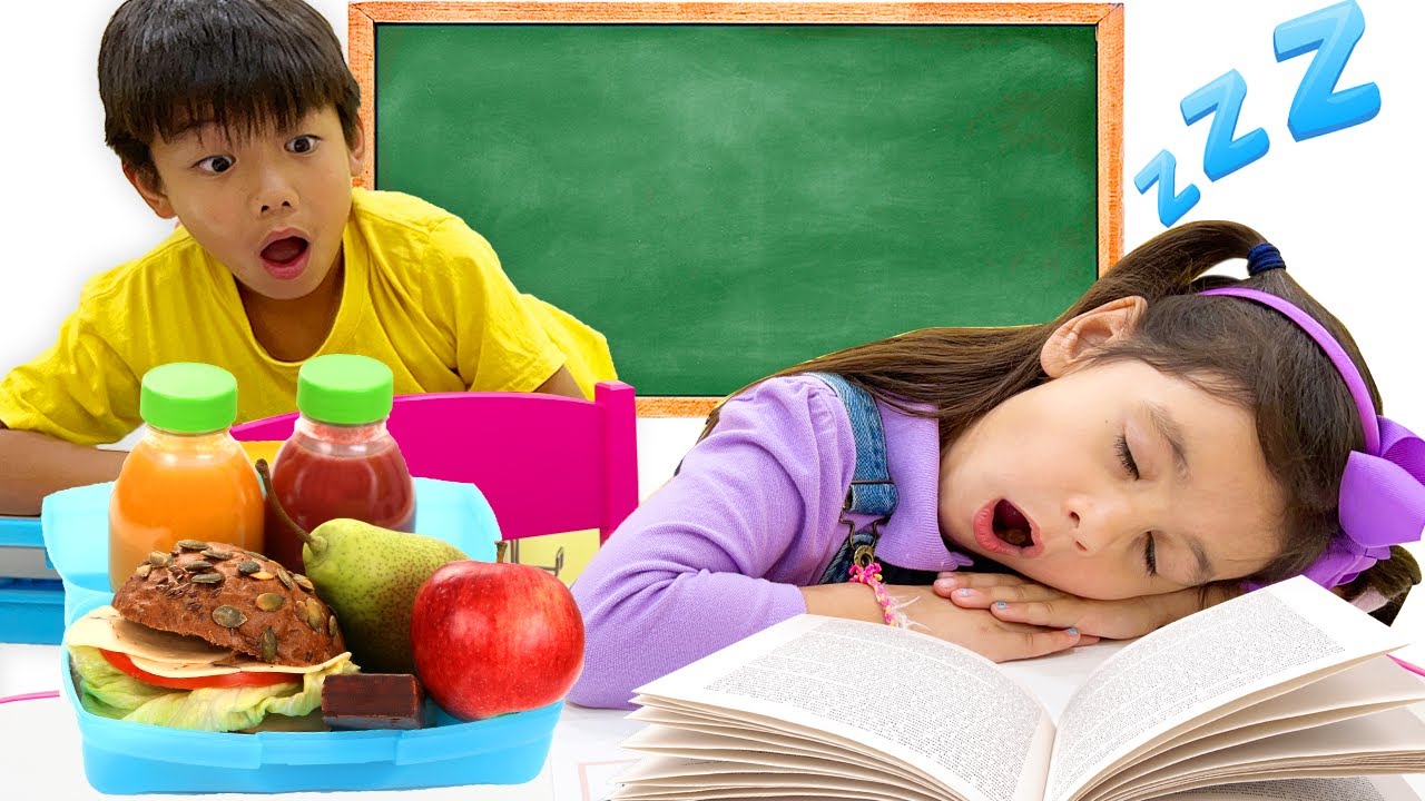 Eric y Ellie Aprenden y Jugar Sobre Buen Comportamiento en La Escuela y Alimentos Saludables