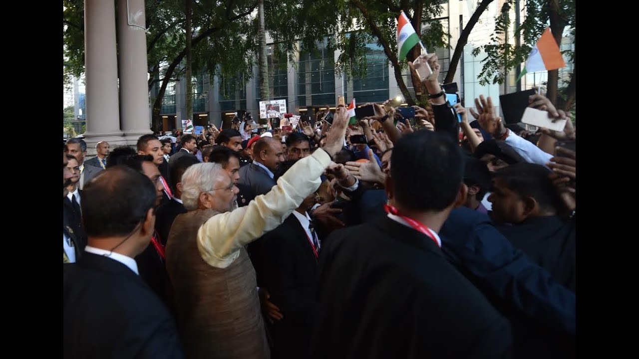 PM Modi greeted by people outside the hotel in Kuala Lumpur, Malaysia
