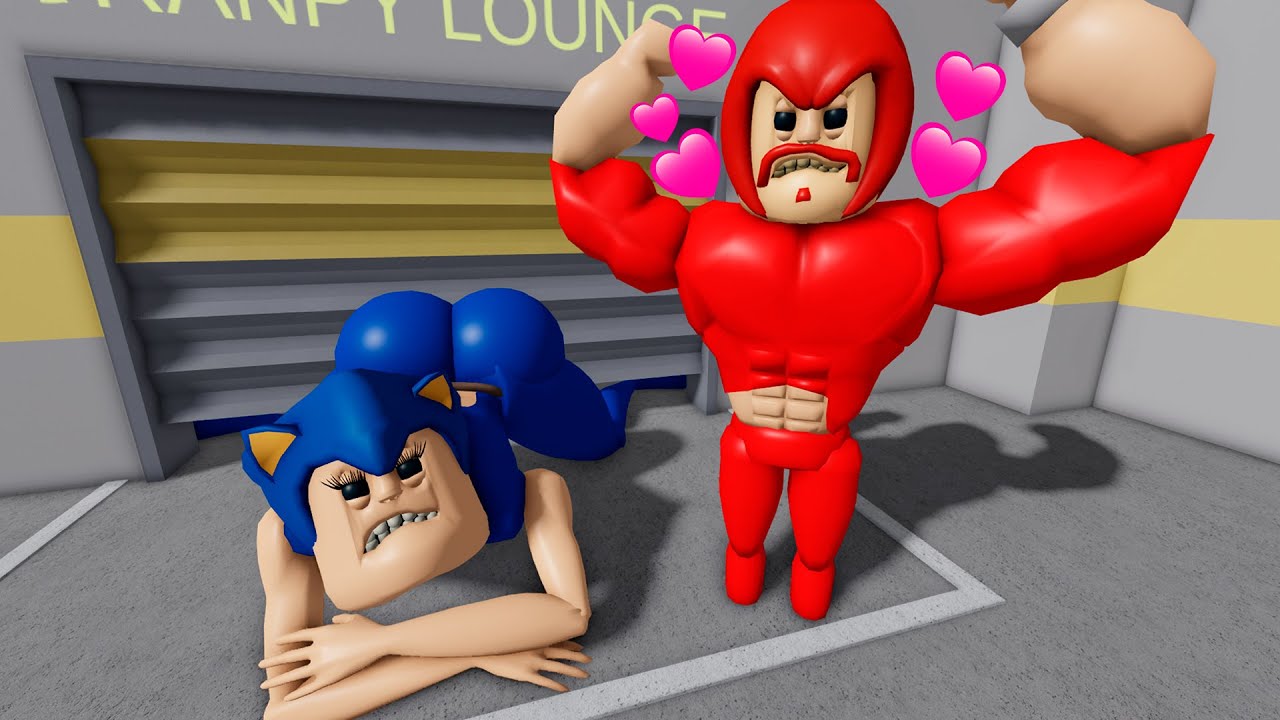 SONIC BARRY WOMAN STUCK? MUSCLE KNUCKLES BARRY FALL IN LOVE in BARRY'S PRISON RUN! #roblox #obby