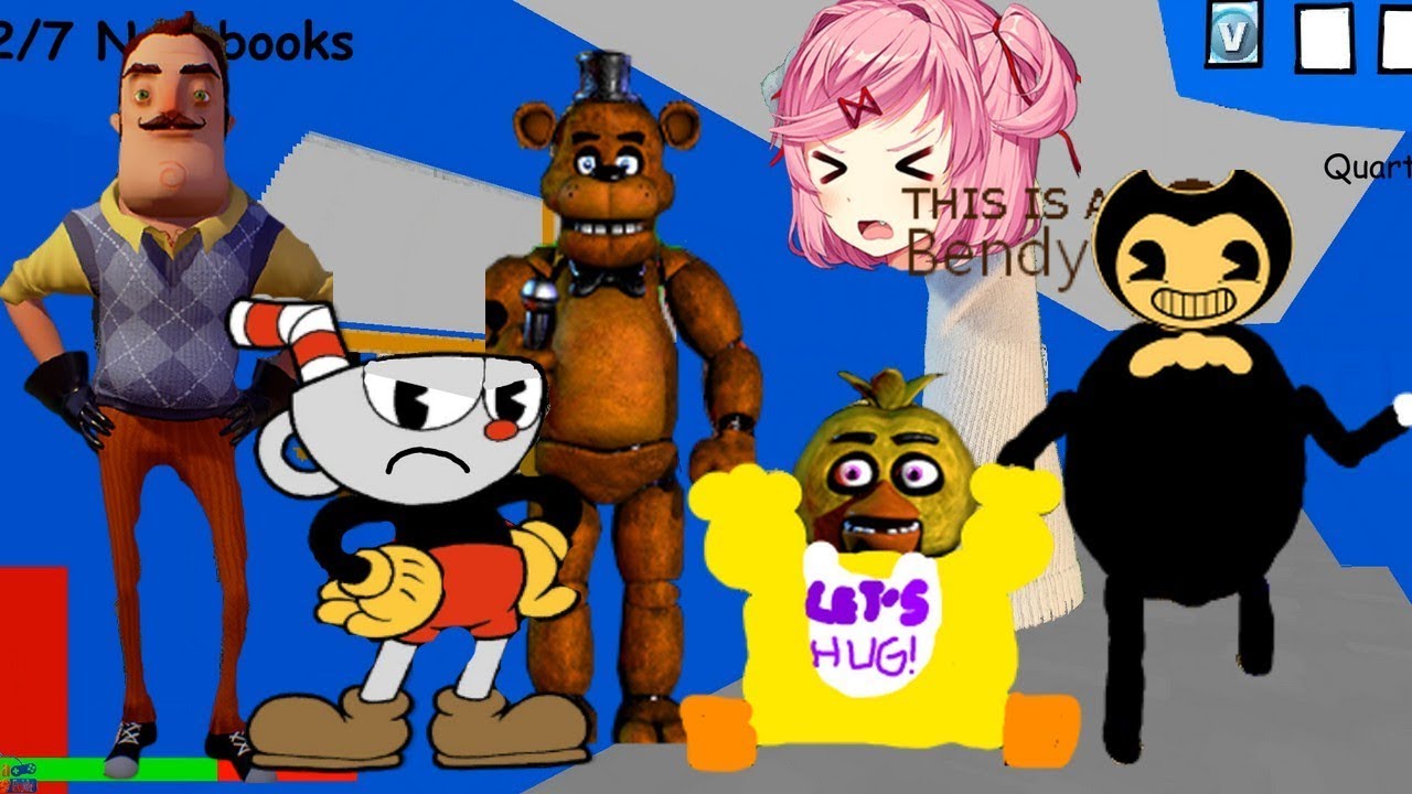 Freddy's indie in ink machine and neighbortalehead V2 - Baldi's Basics Mod