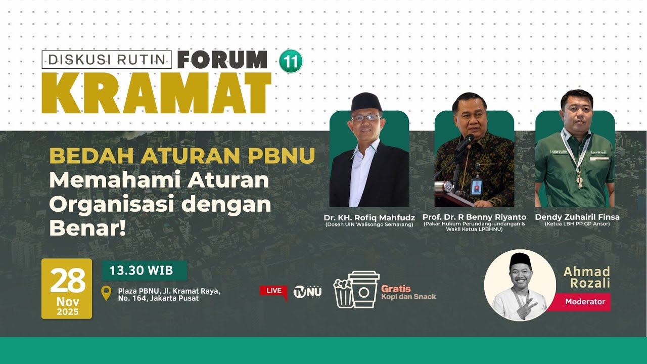 🔴 (LIVE) Forum Kramat - Bedah Aturan PBNU Memahami Aturan Organisasi dengan Benar!
