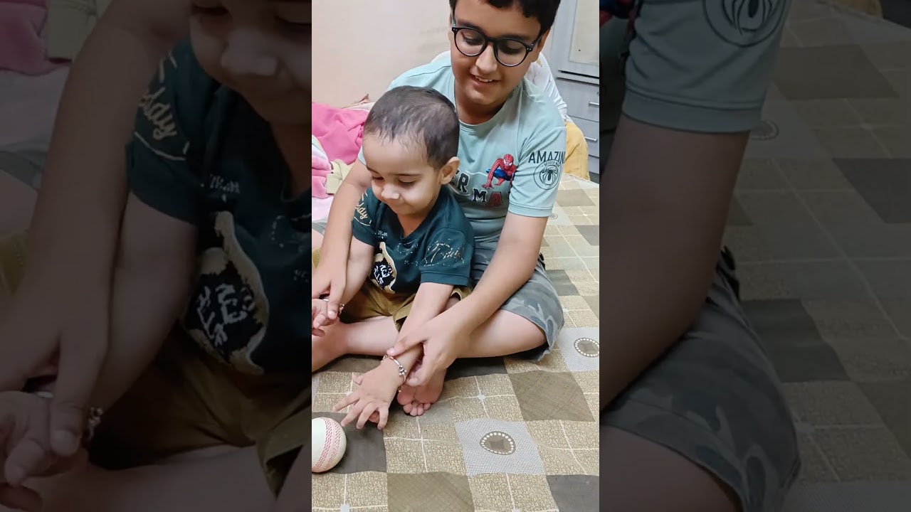 teaching Harsh how to play cricket I