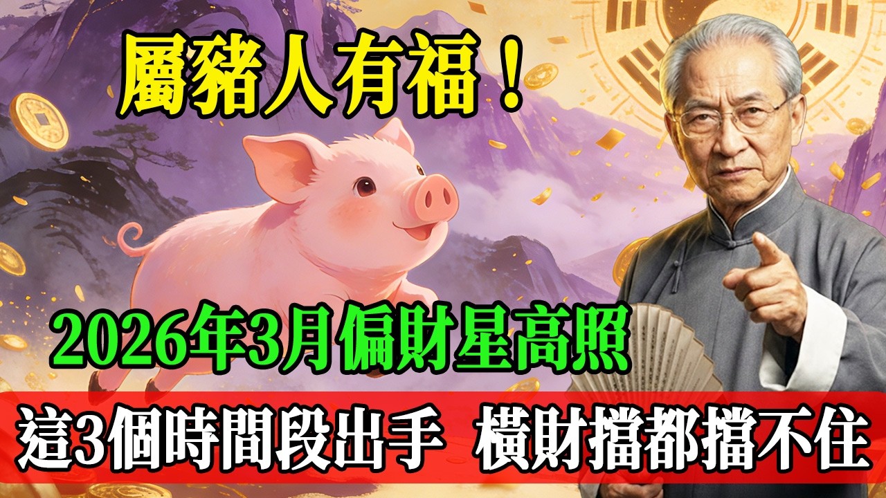 屬豬人有福！2026年3月偏財星高照，這3個時間段出手，橫財擋都擋不住！#南懷瑾  #國學 #易經 #開運 #招財#風水 #2026運勢#屬相 #生肖運勢#生肖命理
