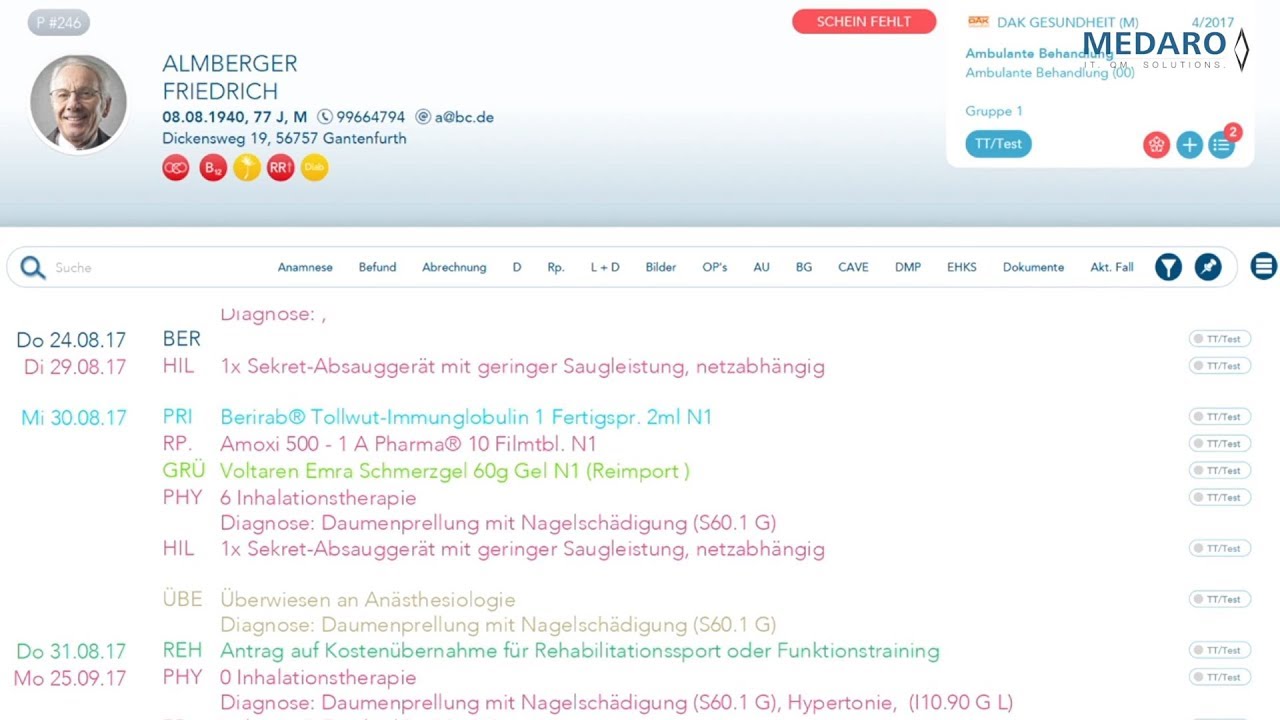 MEDARO - Karteifilter in T2med