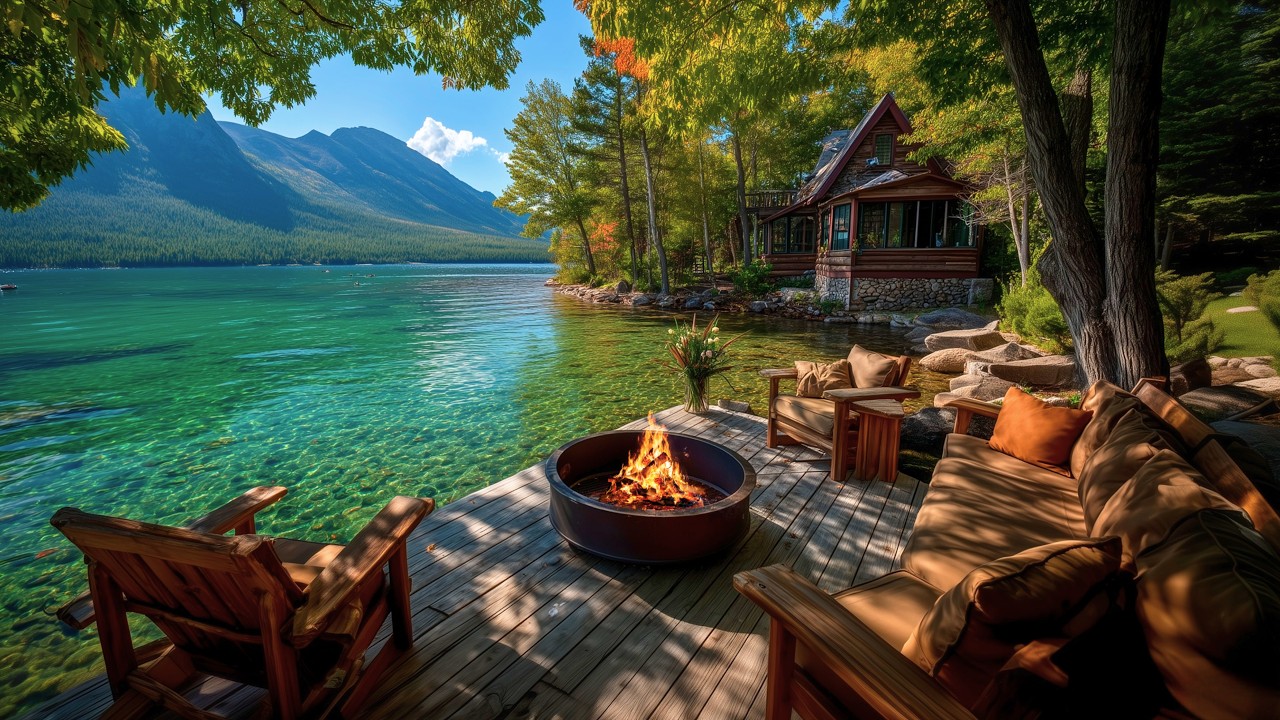 A Summer Lake So Clear It Feels Peaceful 🌿 Lakeside Cabin & Soft Birds for Deep Rest