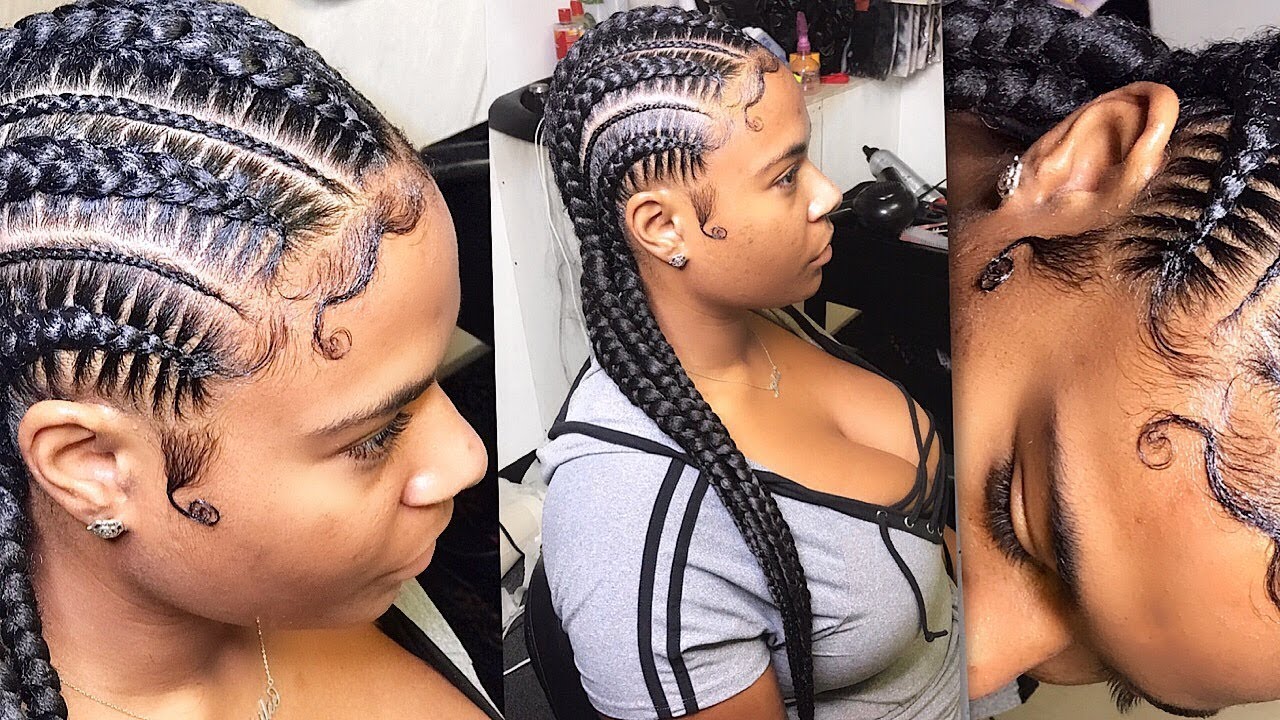 Neat & Easy  Stitch Feed In  BRAIDS( on thick hair)