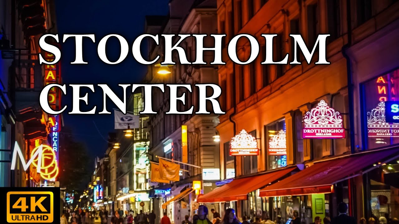 [4k] Night walking in the main shopping street of Stochkolm (Drottninggatan), Sweden