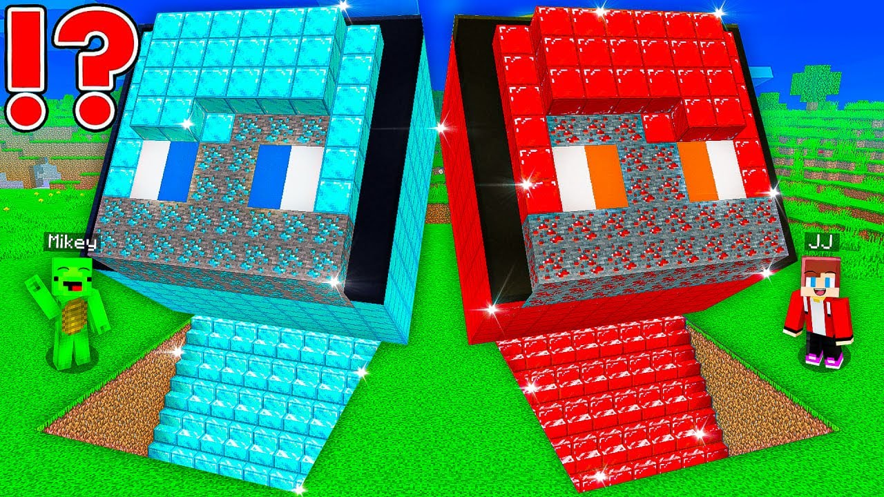 JJ and Mikey : HEAD BASE RUBY vs DIAMOND Challenge in Minecraft Challenge - Maizen JJ Mikey!