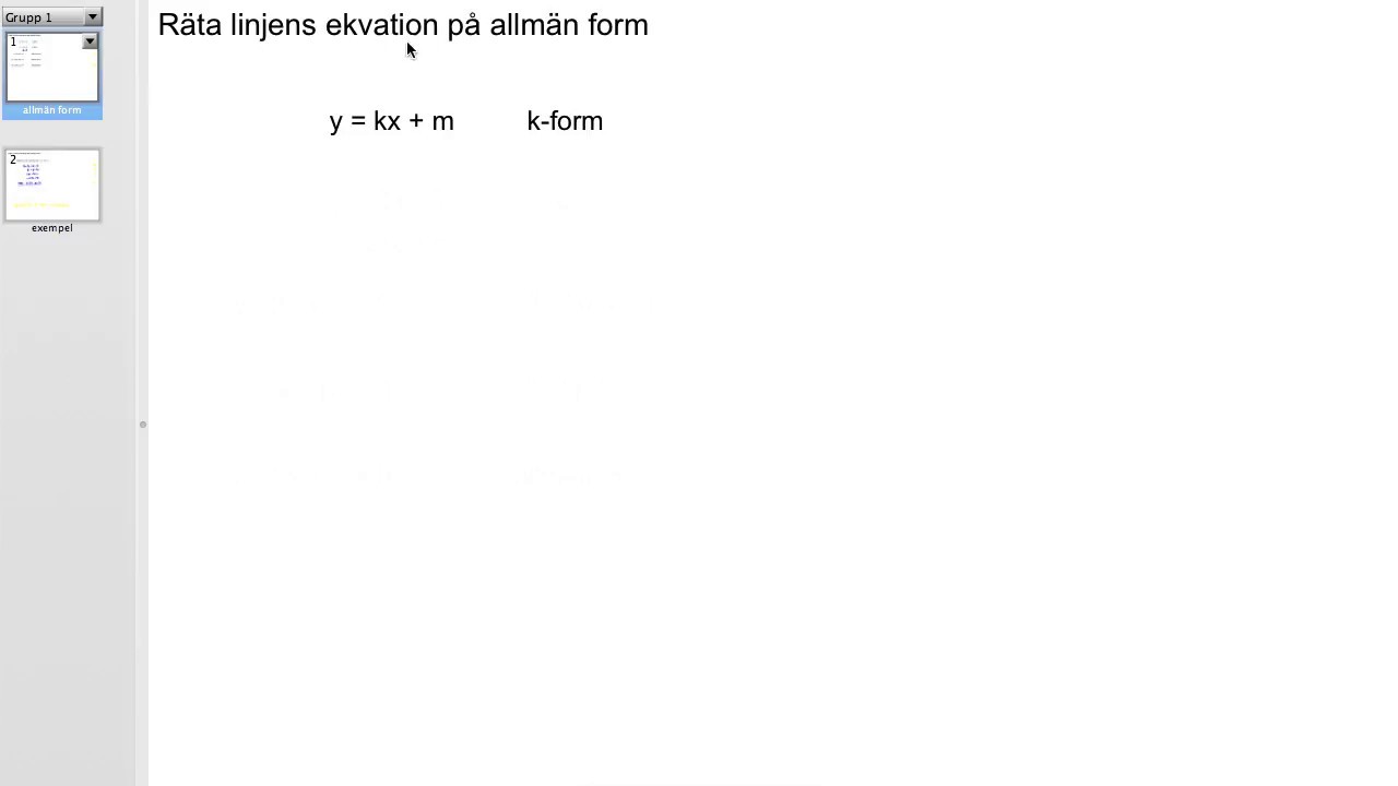 Räta linjen på allmän form