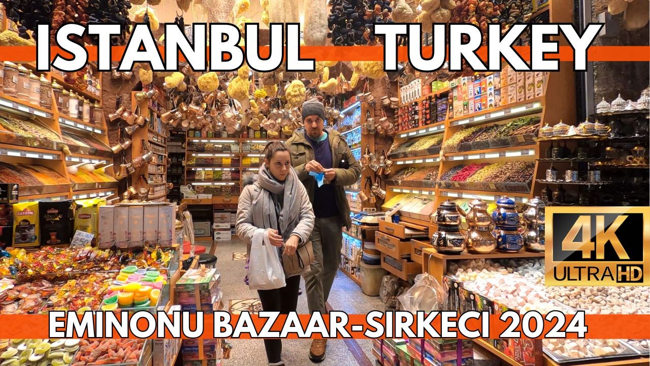 ISTANBUL TURKEY 2024 CITY CENTER OLD CITY EMINONU BAZAAR,EGYPTIAN BAZAAR,SIRKECI 4K WALKING TOUR UHD