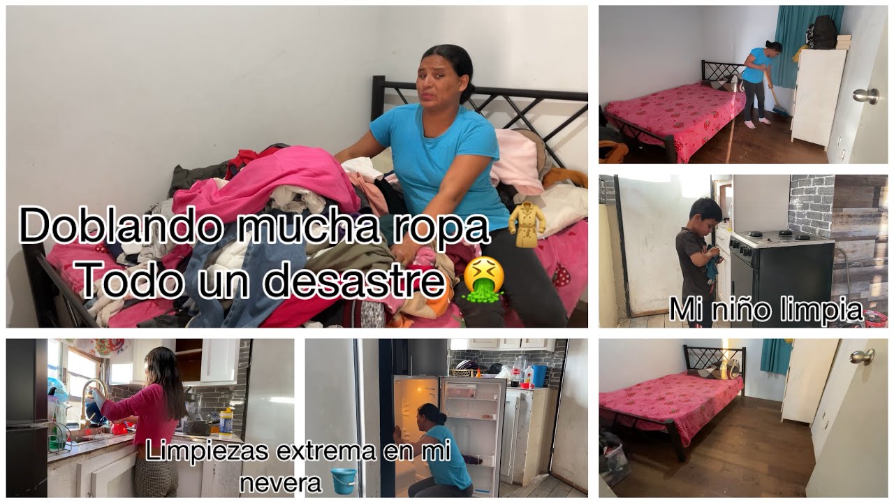 Limpieza extrema en mi nevera 🪣 doblamos mucha ropa 🧥 mis niños me ayudan 🫶todo quedó bonito 🤩 