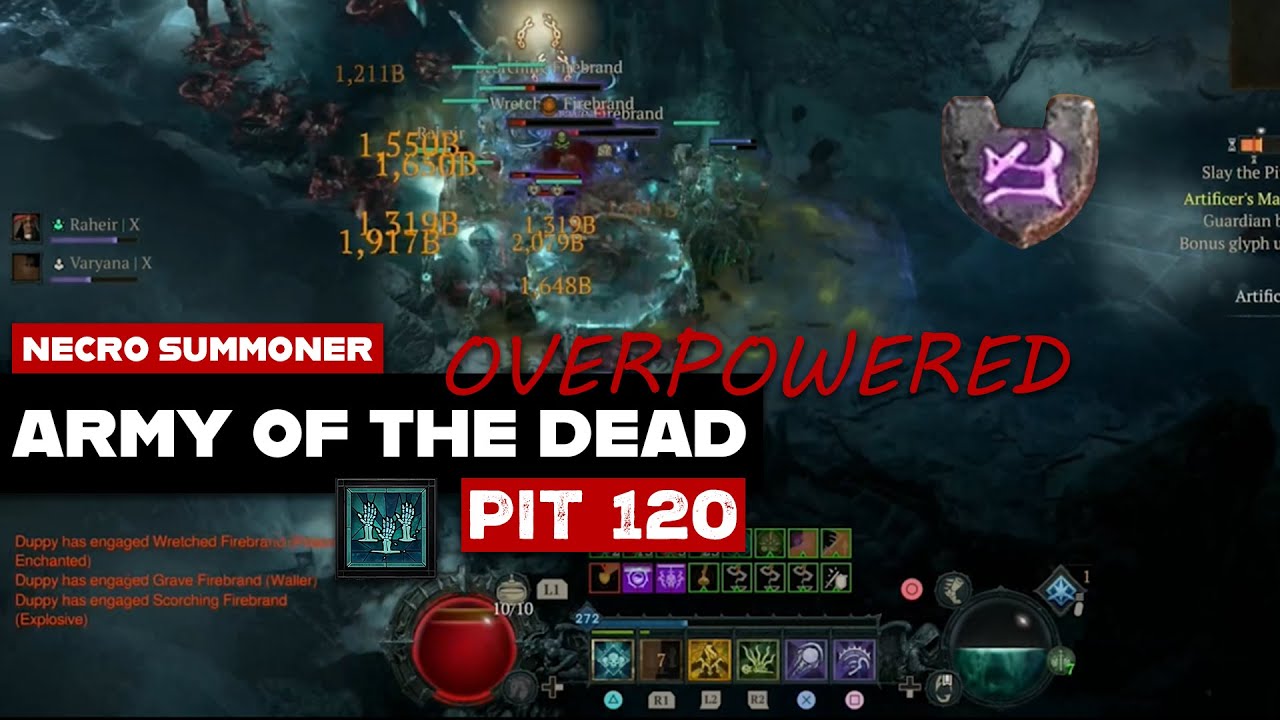 Diablo 4 Season 7:  Necromancer Overpowered Army of the Dead Pit 120 Clear