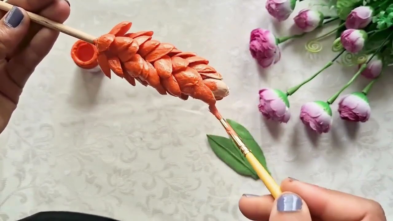 Pista Shell Flower Art  Eco-Friendly Handmade Decor