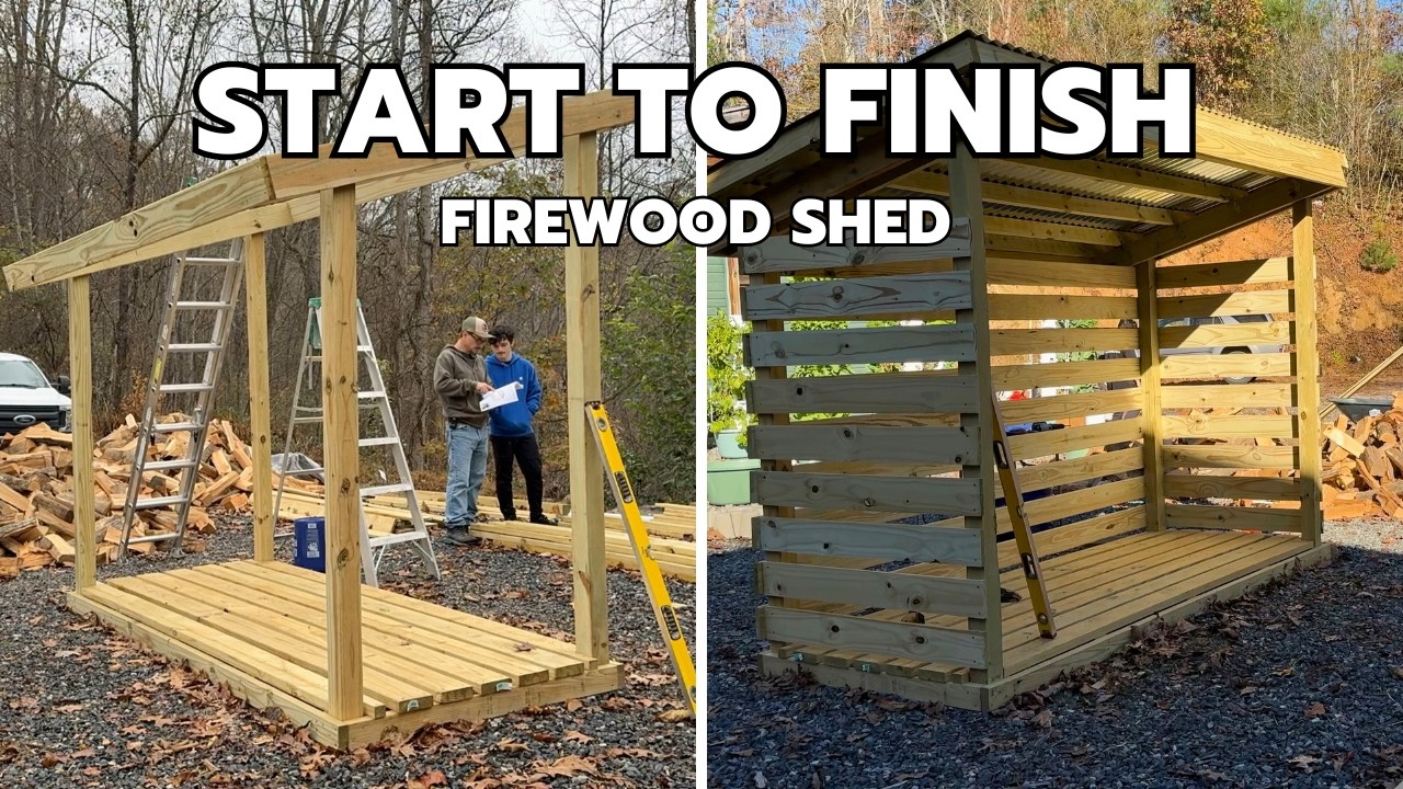Building a Firewood Shed from Scratch: Floor to Roof Construction Tutorial