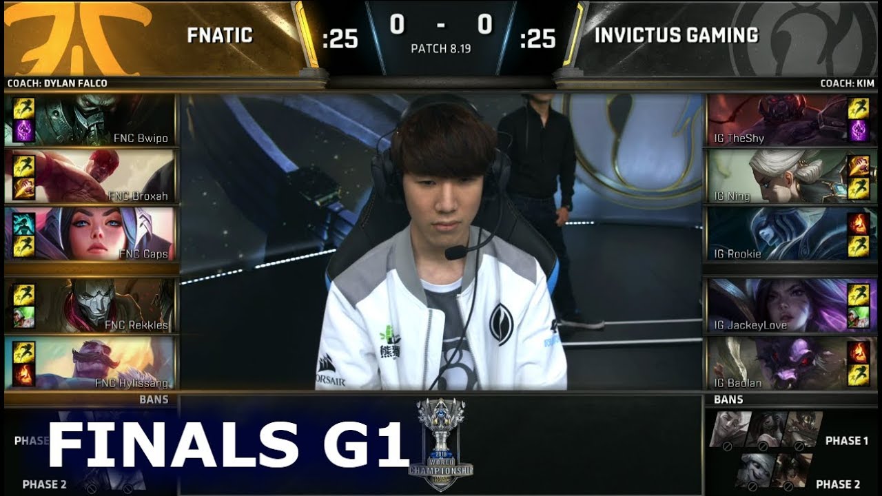 FNC vs IG Game 1 | Grand Final S8 LoL Worlds 2018 | Fnatic vs Invictus Gaming G1
