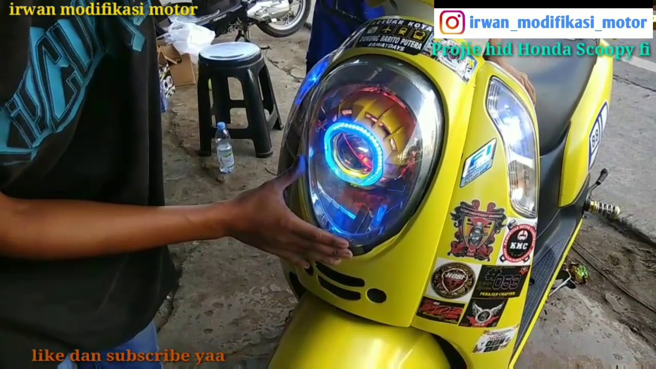 hasil pasang  lampu Projie  memakai reflektor ORI Scoopy fi