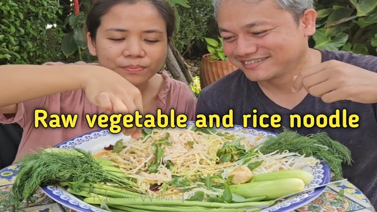 Thai food. Raw veggies mukbang with Thai husband