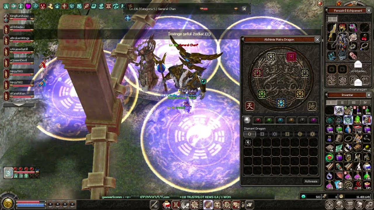 RunAway vs Templu Zodiac Chen (Alchimie Opacă + Fără Consumabile)