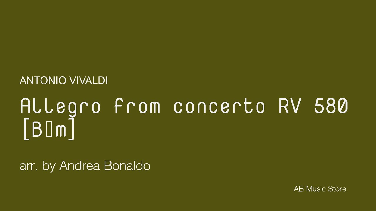 Allegro from Concerto RV 580 [B♭m vers.] for clarinet quintet with sheet music (link in description)