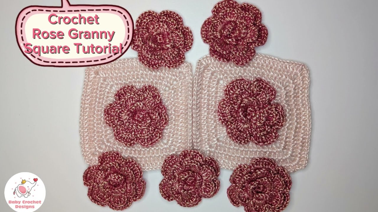 Rose Granny Square Crochet Tutorial 