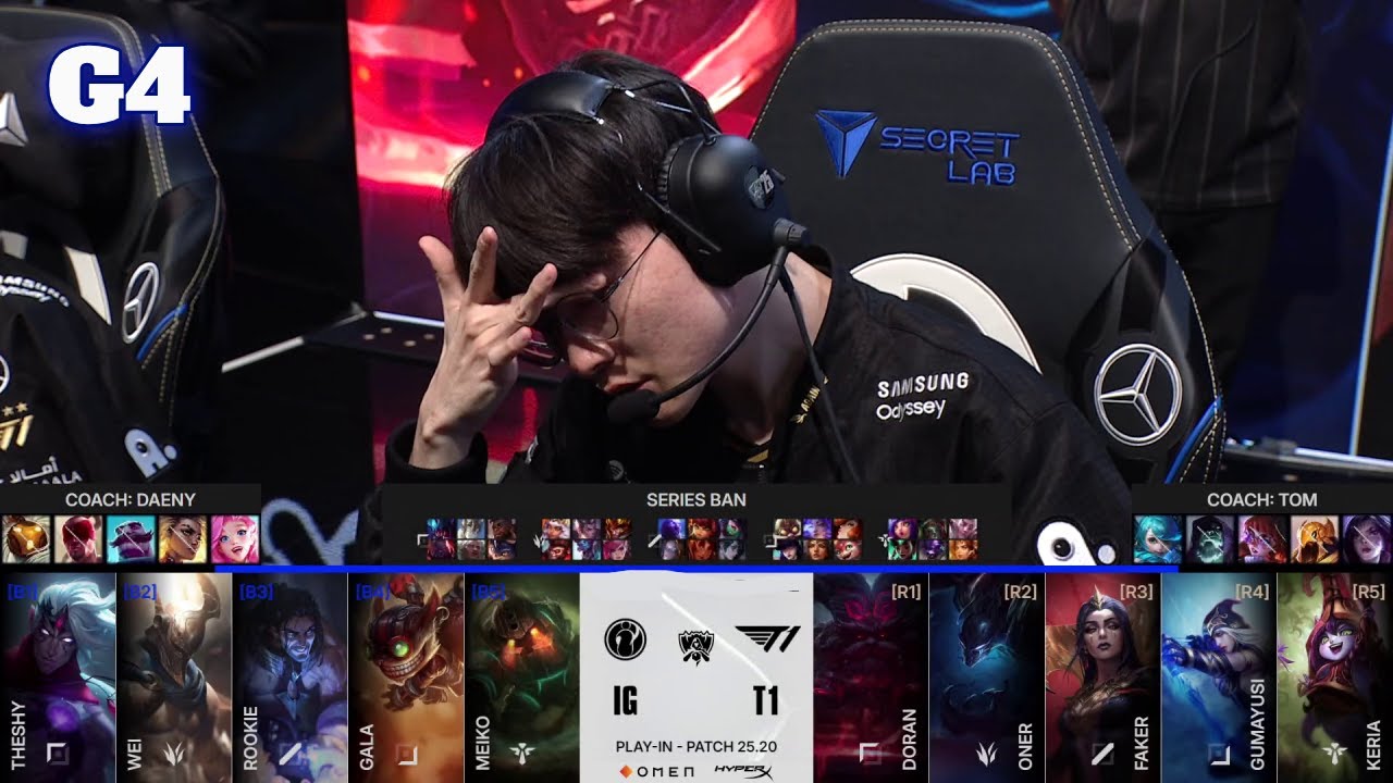 IG vs T1 - Game 4 | S15 LoL Worlds 2025 Play-Ins | T1 vs Invictus Gaming G4 Full