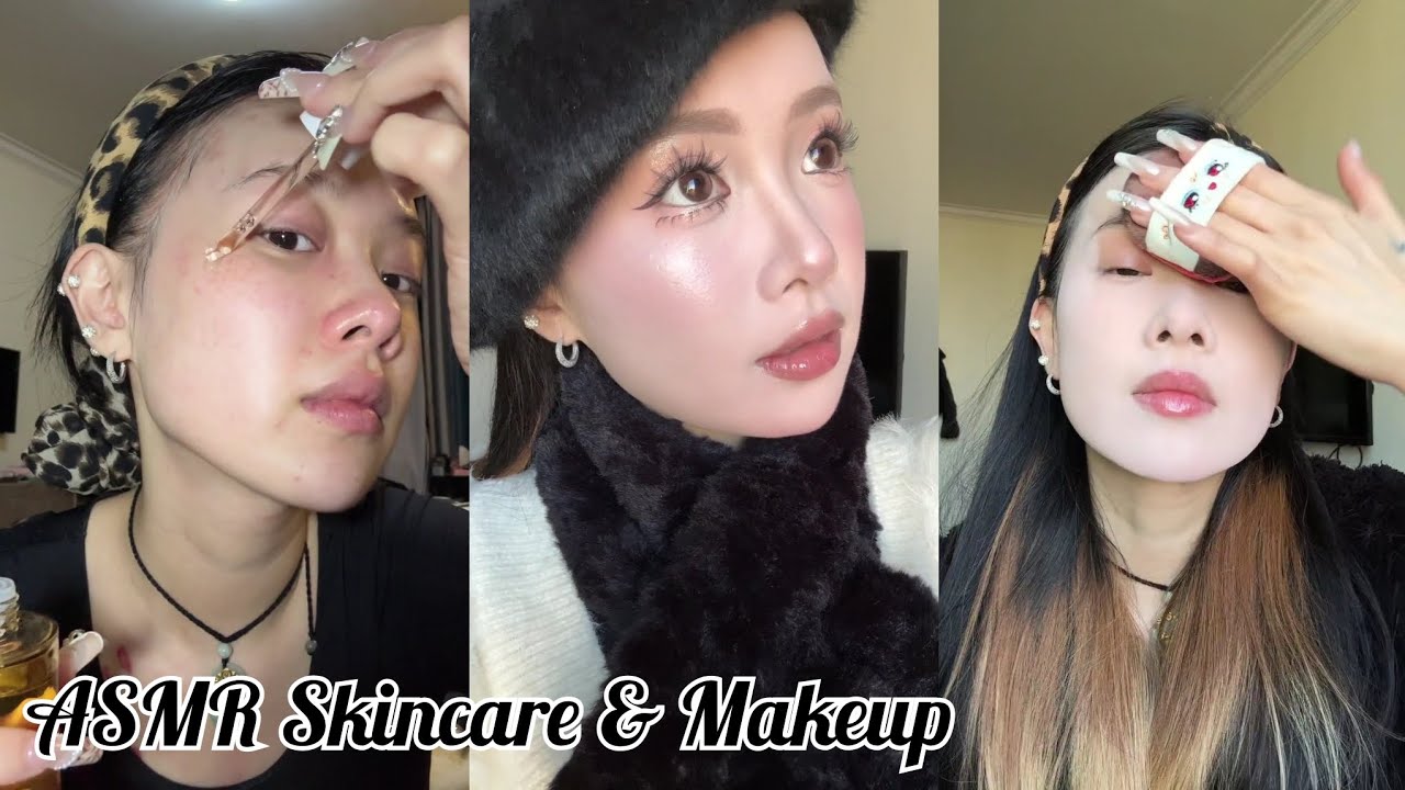 ASMR Makeup & Skincare tutorial 🎀 Satisfying Videos 🌿Aesthetic ✨️