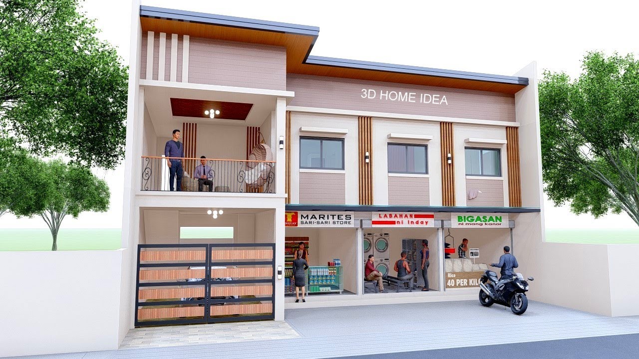 SMALL  HOUSE DESIGN | 7 X13 METERS  with 3 Bedroom and Commercial Space
