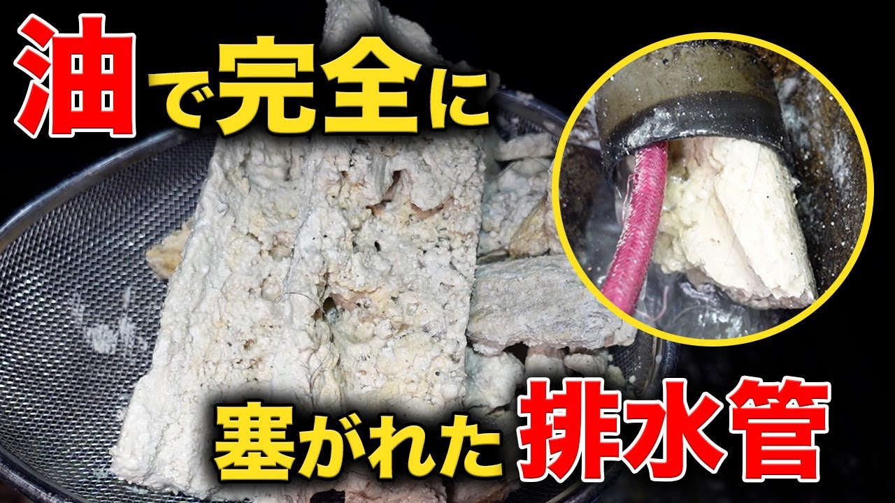 これかなりデカいぞ！？油で完全に塞がれた台所排水！！【花のお掃除 #183】