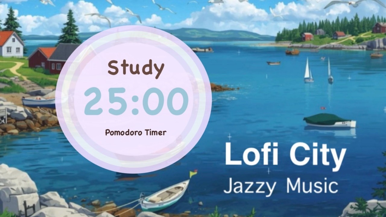 Lofi City－番茄時鐘(25+5)  | 高效讀書工具、Lofi Music、放鬆專注✨自動計時、內建鈴聲提醒、專注力神器、Pomodoro Timer📚 / STUDY WITH ME