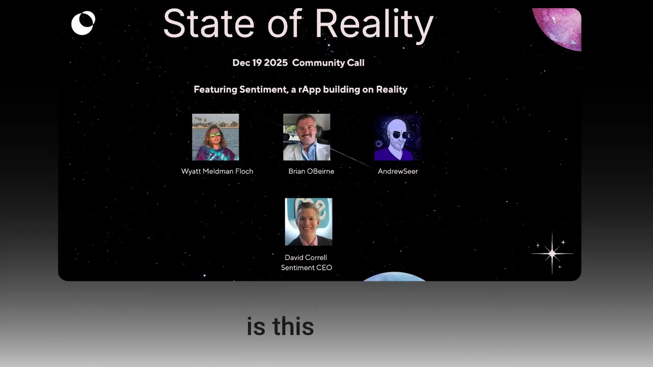 State of Reality Community Call: Sentiment rApp