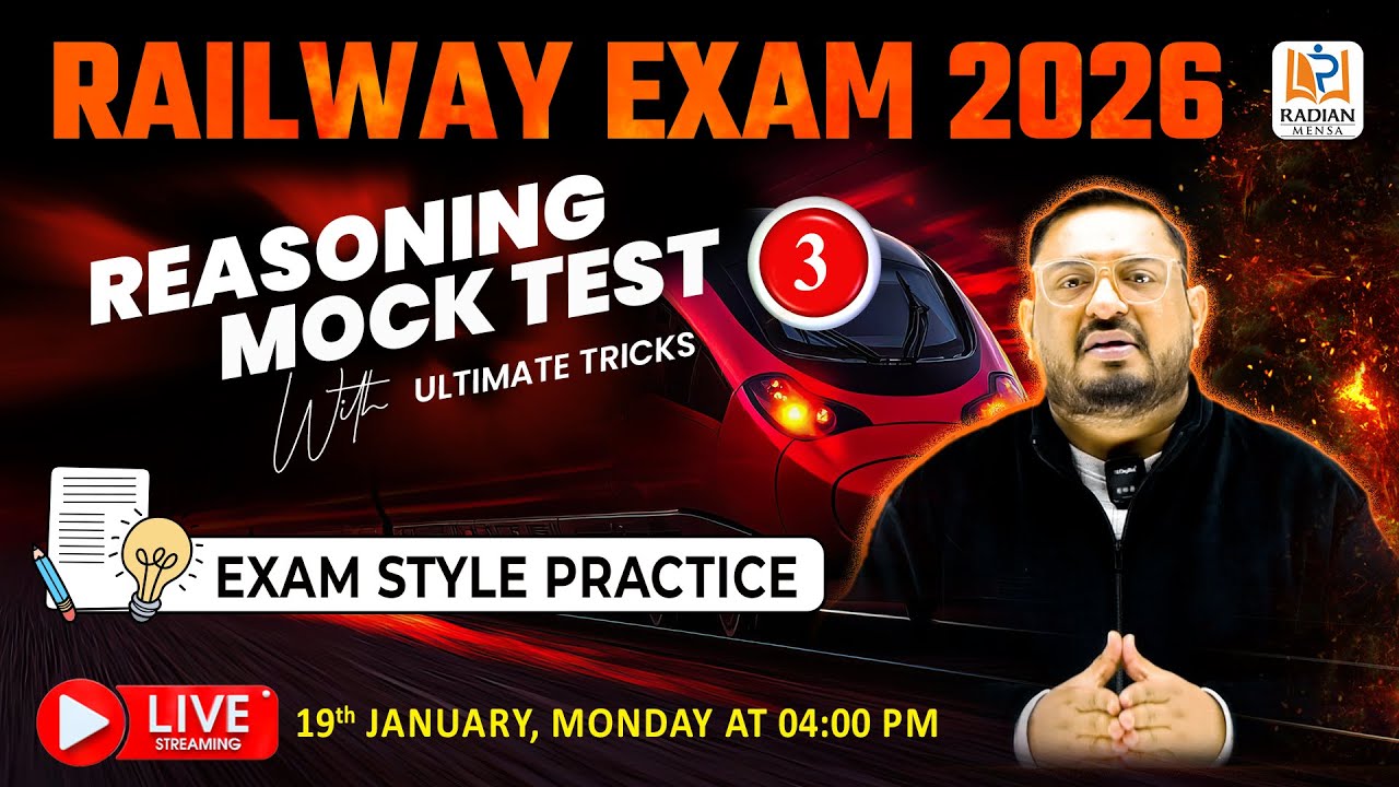 REASONING MOCK TEST - 3 | 🔥RAILWAY EXAM 2026 | RAILWAY REASONING #ssc #rrb #rrbntpc #radianmensa
