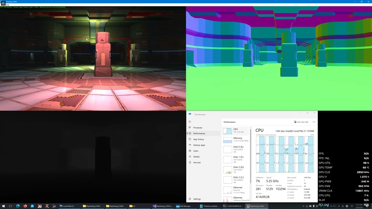 Real-time raytracing using CUDA final (3) - CPU(ST) vs CPU(MT) vs CUDA