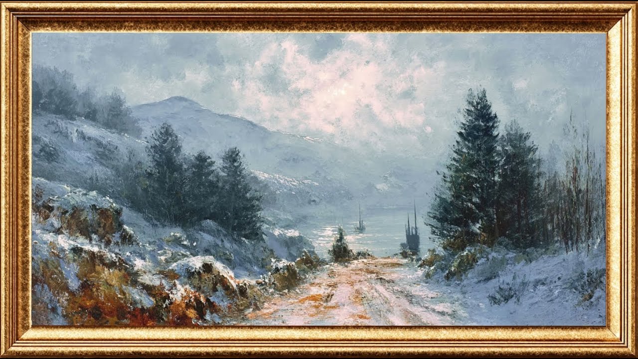 Trail in the snow | Classic Oil Painting Display | Timeless Art for TV (3 Hours)