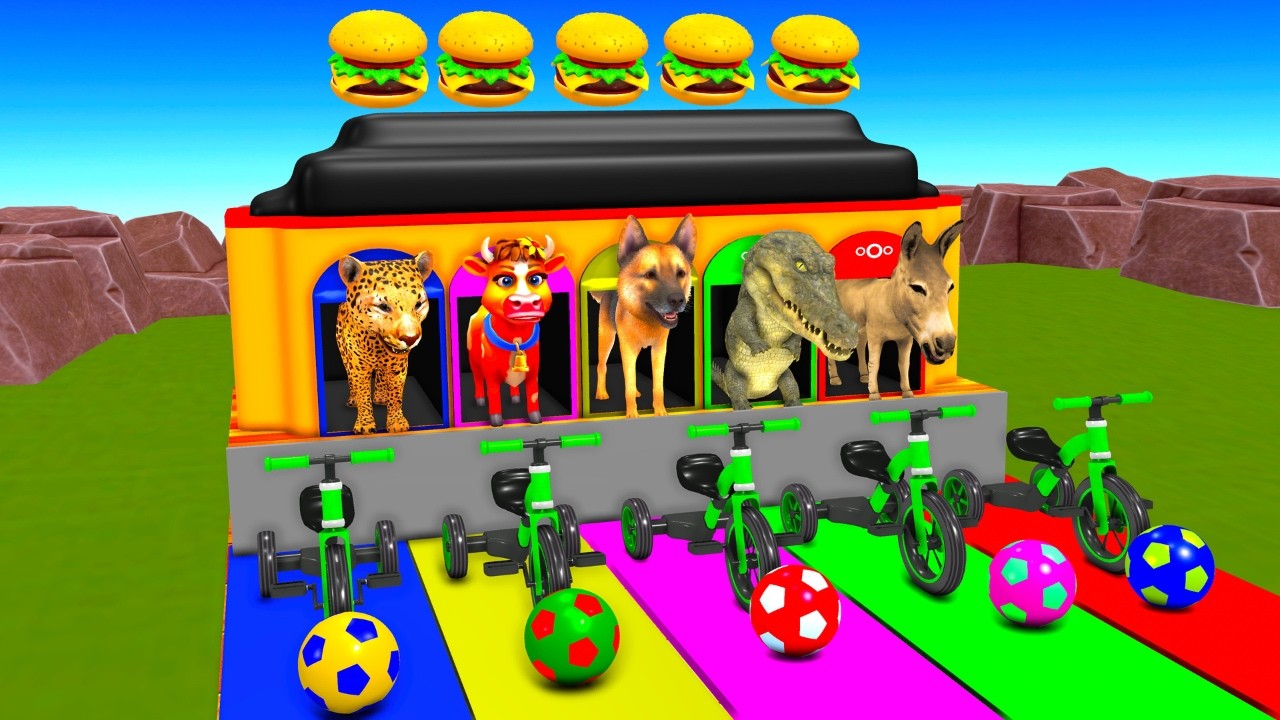 Crazy Animal Long Slide Game 3D Leopard, Cow, Dog, Crocodile, Donkey