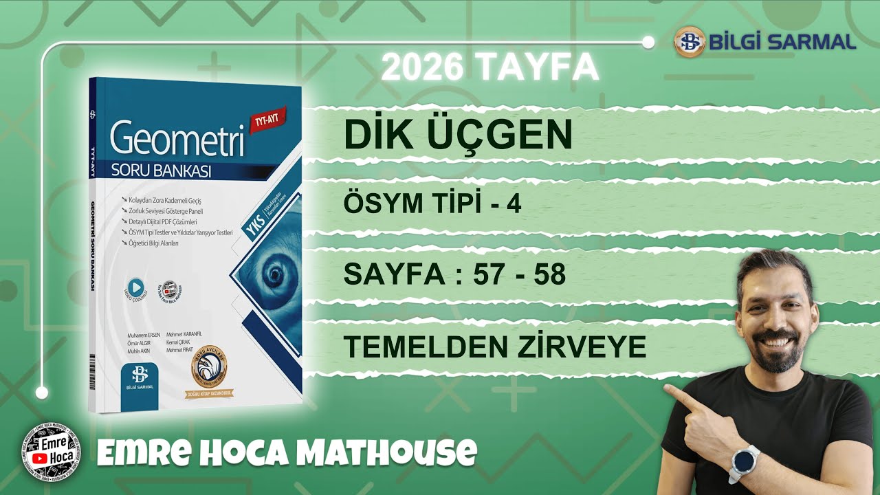 Dik üçgen  - 8  BİLGİ SARMAL GEOMETRİ SORU BANKASI | SAYFA 57-58 | 2026 MODEL