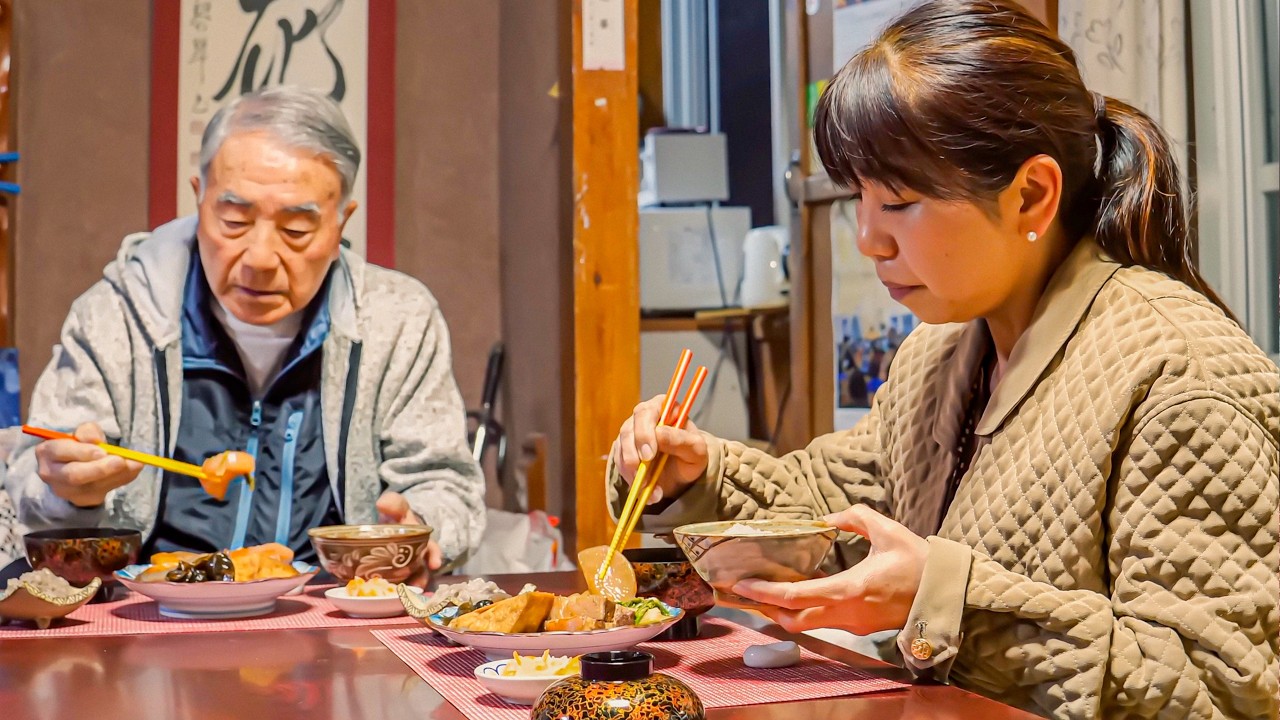 ８８歳おじぃと娘の健康な沖縄暮らし｜沖縄煮付け｜中味汁｜田芋田楽｜三線 めでたい節