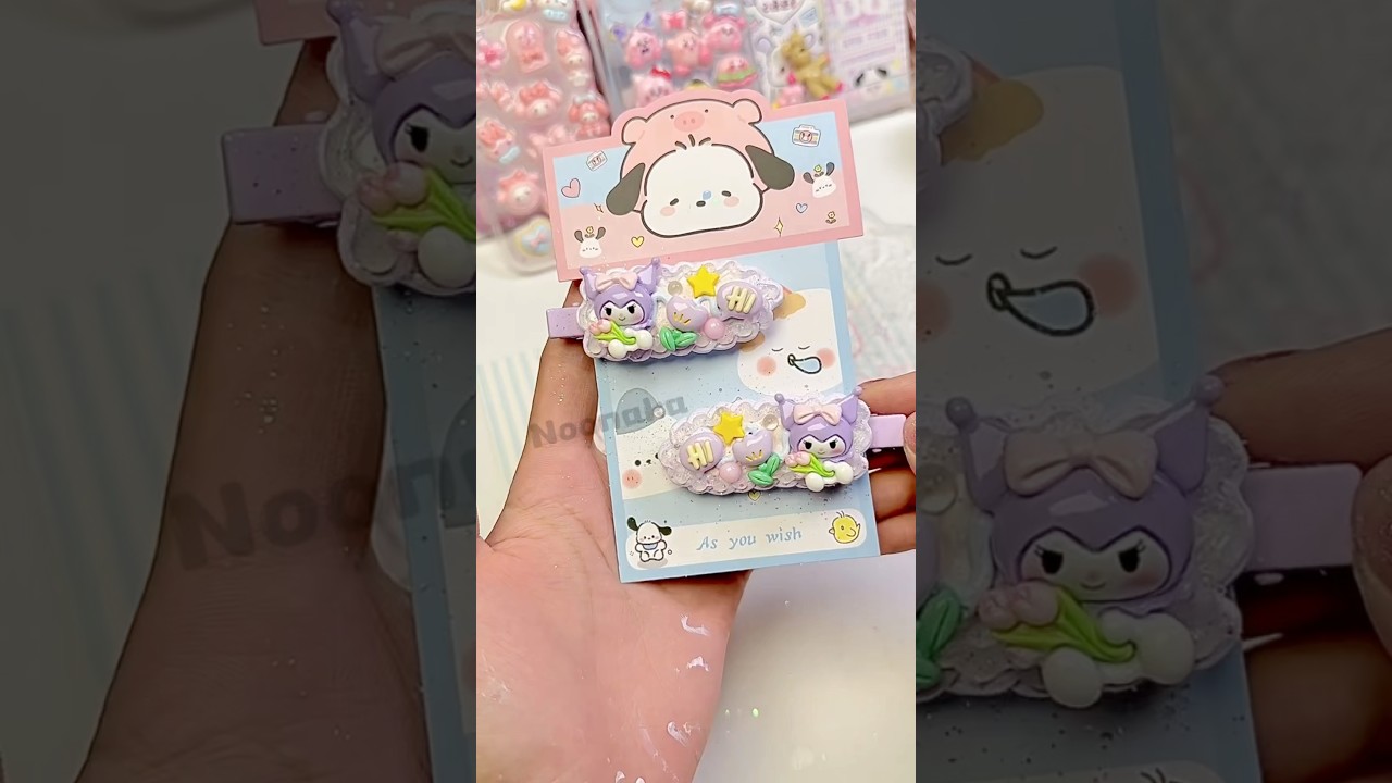 DIY Cream Glue Hair Clip #diy #handmade #creamy #cute #hairclip #spedup #kawaii #satisfying #kuromi