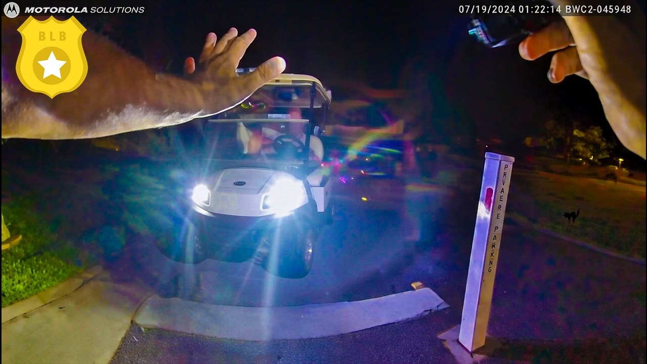 MANIC Golf Cart Driver Nearly Hits Police