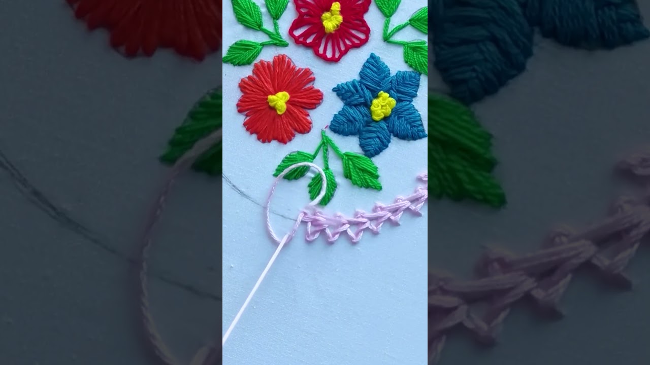 Basic double chain tutorial || all over borderline #embroidery #crochet #shorts