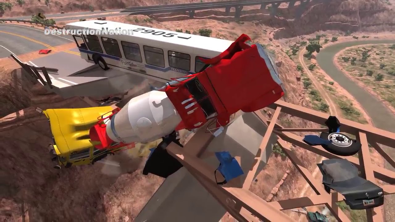 DestructionNation! Collapsing Bridge Pileup Crashes #12 - BeamNG Drive Crash Testing