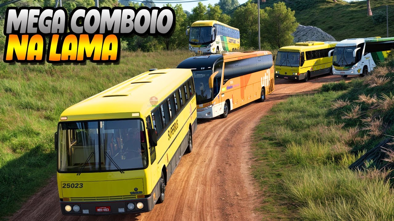 MEGA COMBOIO NA LAMA COM VARIOS ONIBUS ANTIGOS! ETS2 MOD BUS