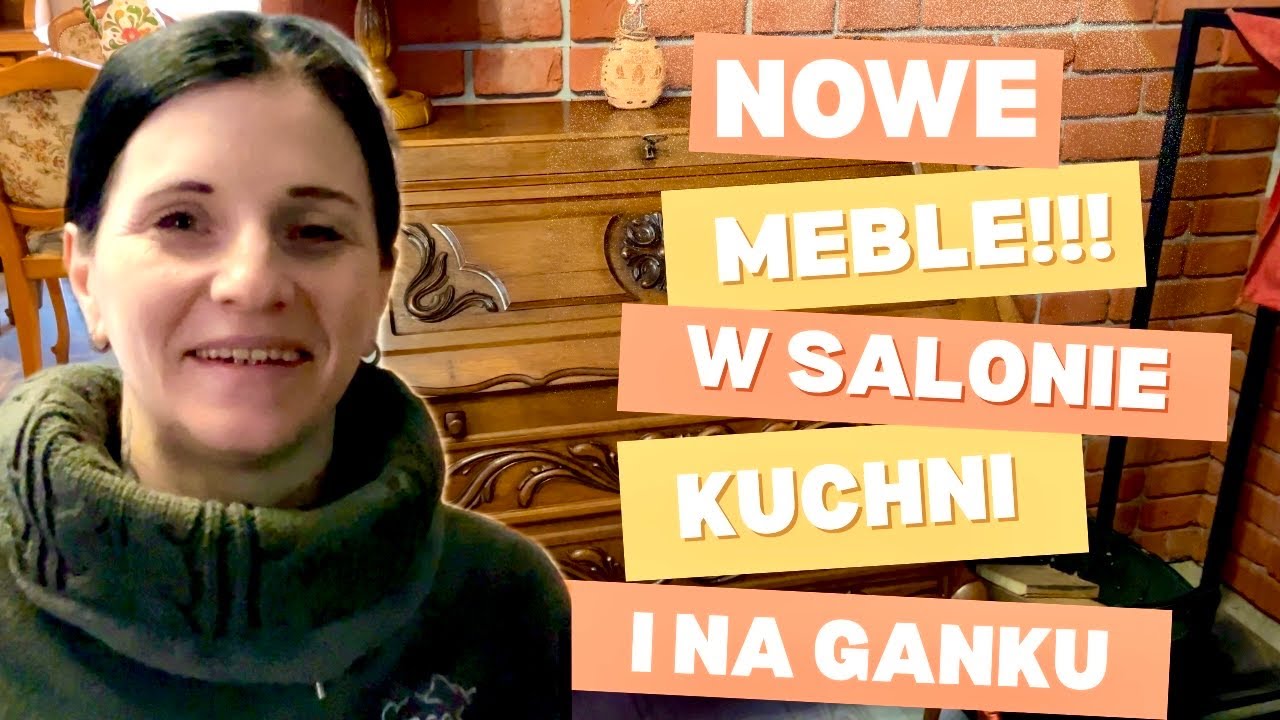 Kuchnia i salon umeblowane. Duże zmiany na ganku, jest lekko i klimatycznie, dzięki nowym meblom.
