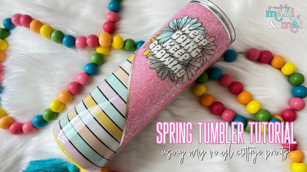 Spring Floral and Stripes Split Tumbler Tutorial