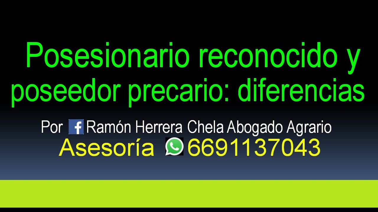 Posesionario reconocido y poseedor precario. Diferencias y similitudes. / Asesoría 6691137043