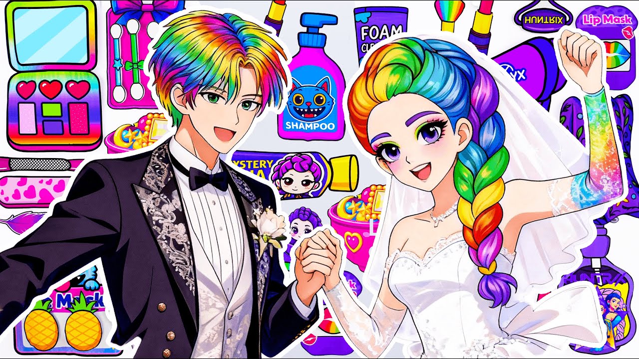 🌸Paper DIY🌸KPOP DEMON HUNTERS Rumi x Mystery Colorful Hair Skincare + Makeup 💄 RESCUING RUMI