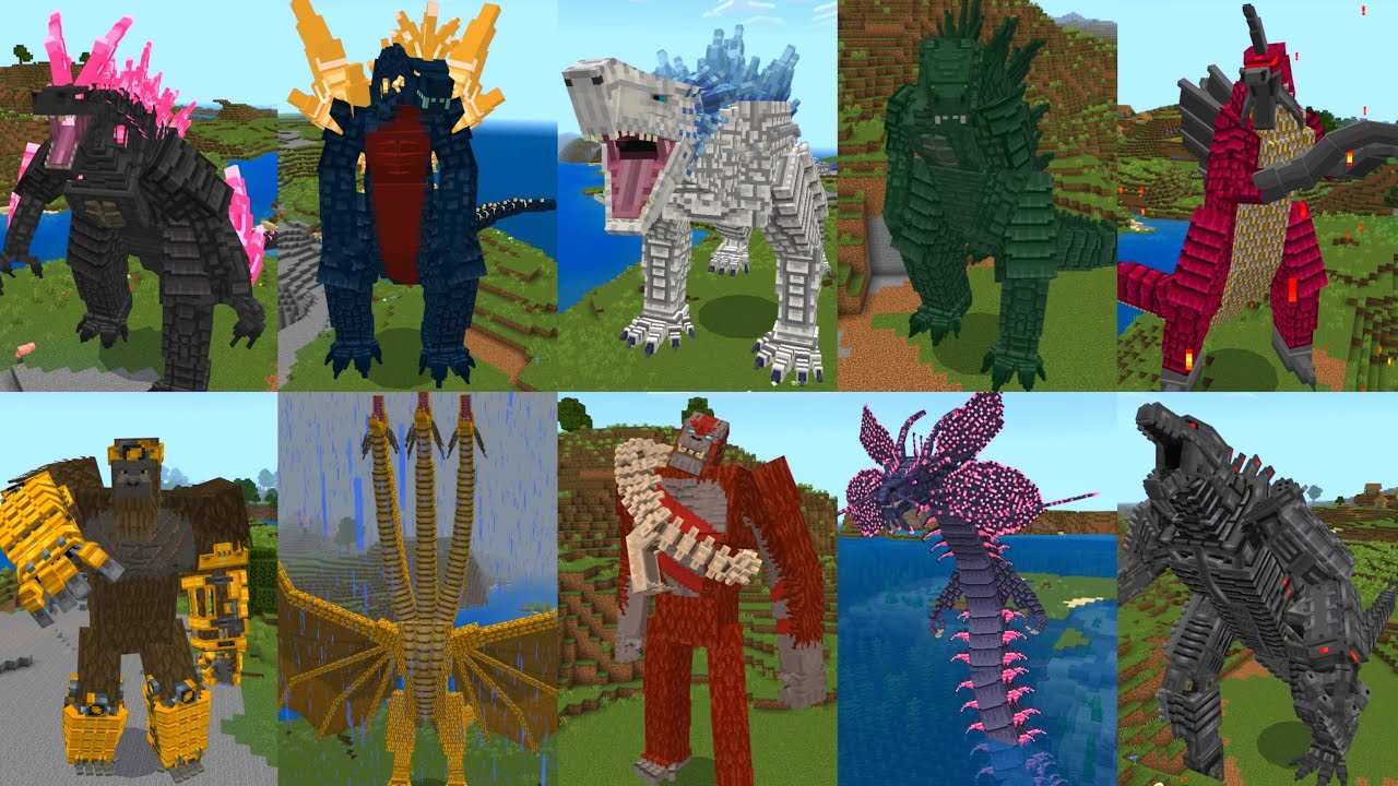 มาใหม่!! แอดออนก็อดซิลล่า และเหล่าสัตว์ประหลาดต่างๆ มีมากถึง 30 ตัว Godzilla Addon Minecraft PE