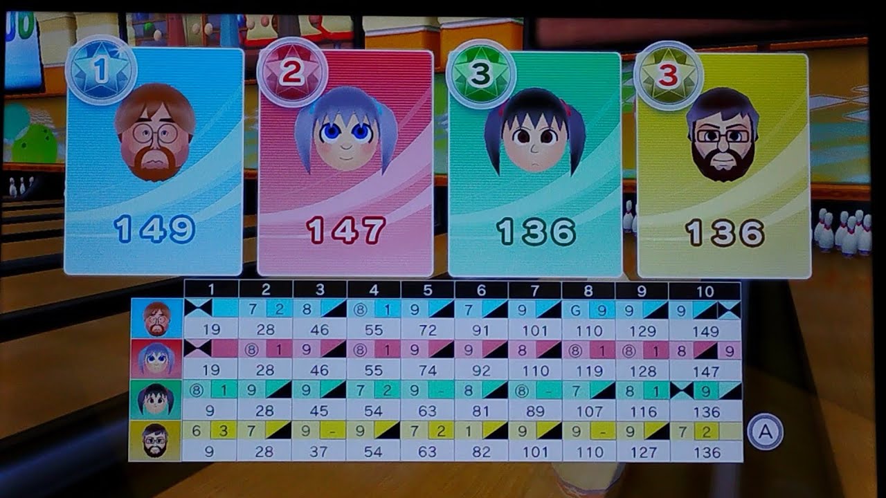 Wii Sports Club 🔟 Pin Standard Bowling 🎳 Game - Chris (NSS) VS Hatsune Miku VS Ashley WW VS William 